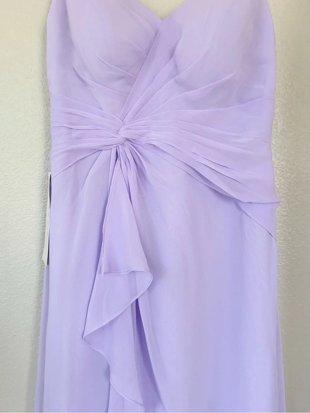 AZAZIE NWT 2 A2 Emerald Chiffon Gown Dress in Lilac • V-Neck High Slit Flowy - Picture 3 of 16